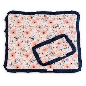 Minky Couture Blanket Set/Lot/Bundle of 2, Infant and Mini Lovey Pink Floral